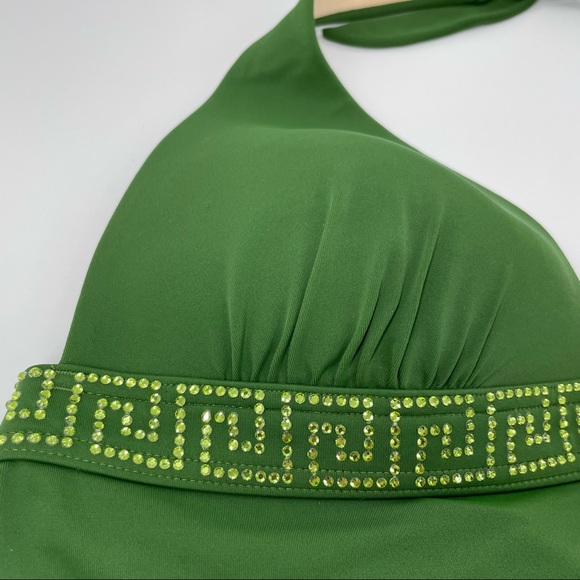 Victoria Secret emerald swim top with embezzlement size large, vintage - Picture 3 of 8